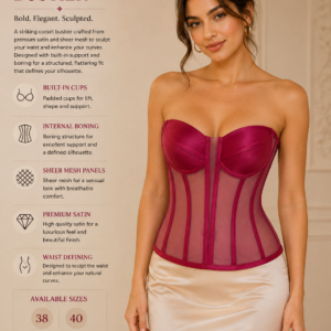 Fuchsia Satin & Mesh Corset Bustier