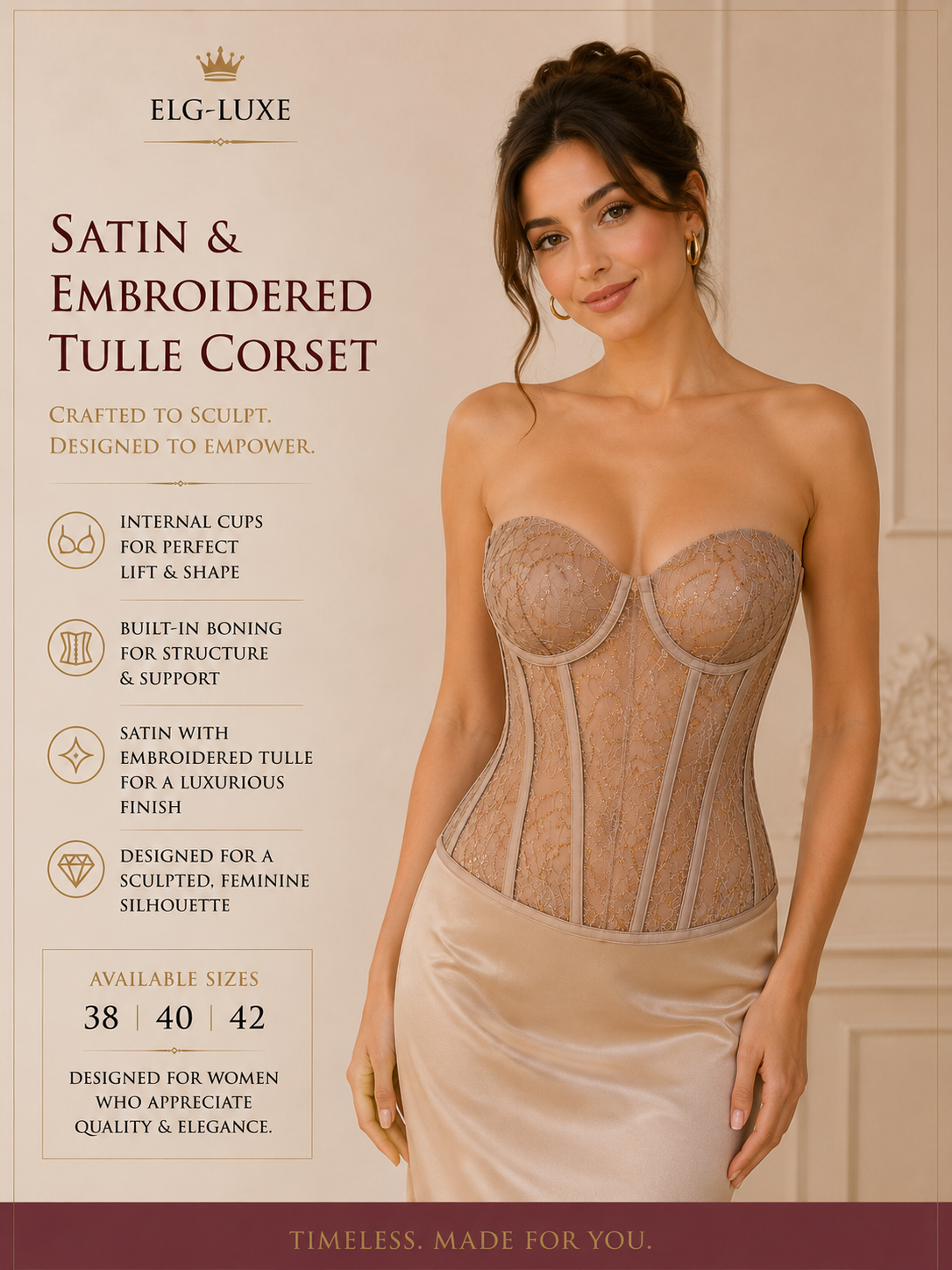 Satin & Embroidered Tulle Corset