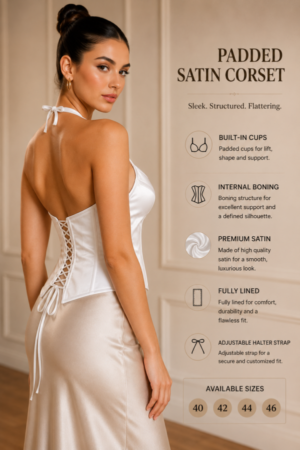 White Satin Halter Corset