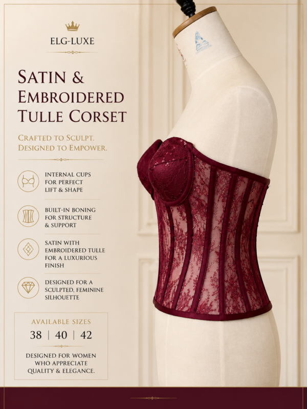 650E8D33-BF59-46C9-87C7-61FB580B88B8 Satin & Embroidered Tulle Corset