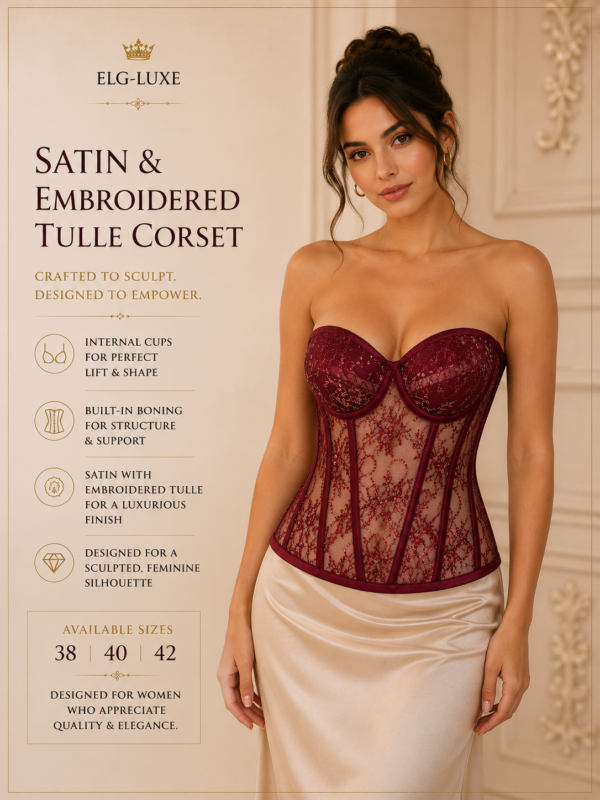 6D2AACFC-8C5C-4847-ABA1-138F55C081EA Satin & Embroidered Tulle Corset
