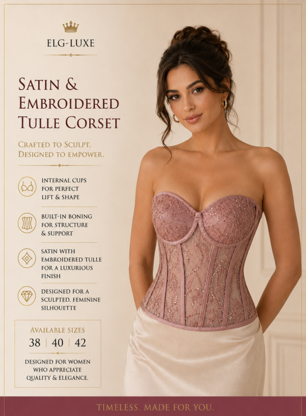 85121066-53CE-4DD4-8A50-07D166158372 Satin & Embroidered Tulle Corset