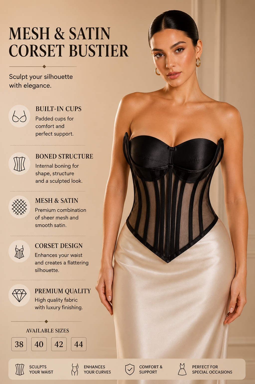 Luxury Mesh & Satin Corset Bustier