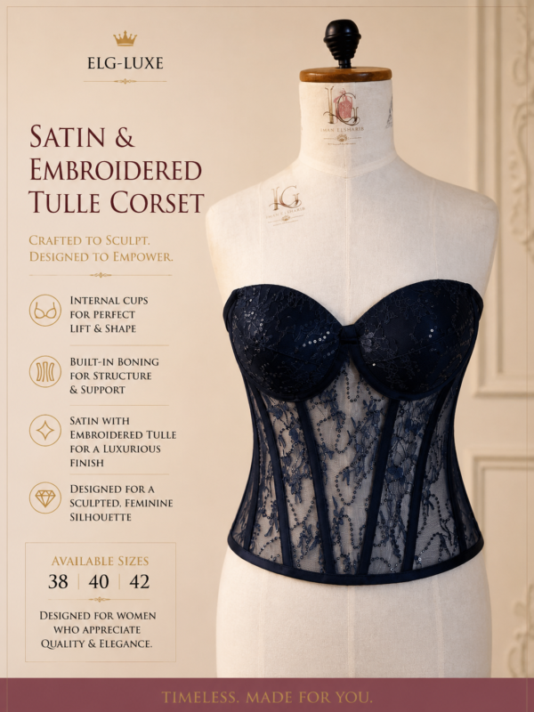 8DE23275-9E9B-4B40-B7AD-CAE12545E1CB Satin & Embroidered Tulle Corset dark blue