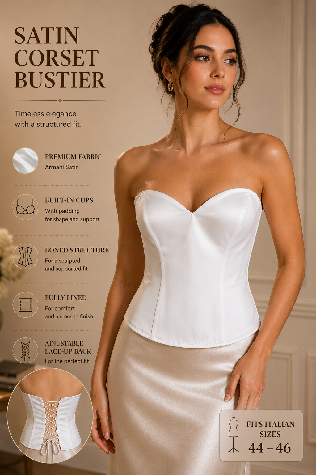 White Armani Satin Corset