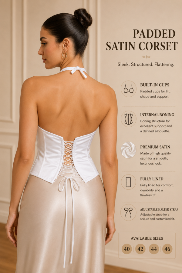 White Satin Halter Corset