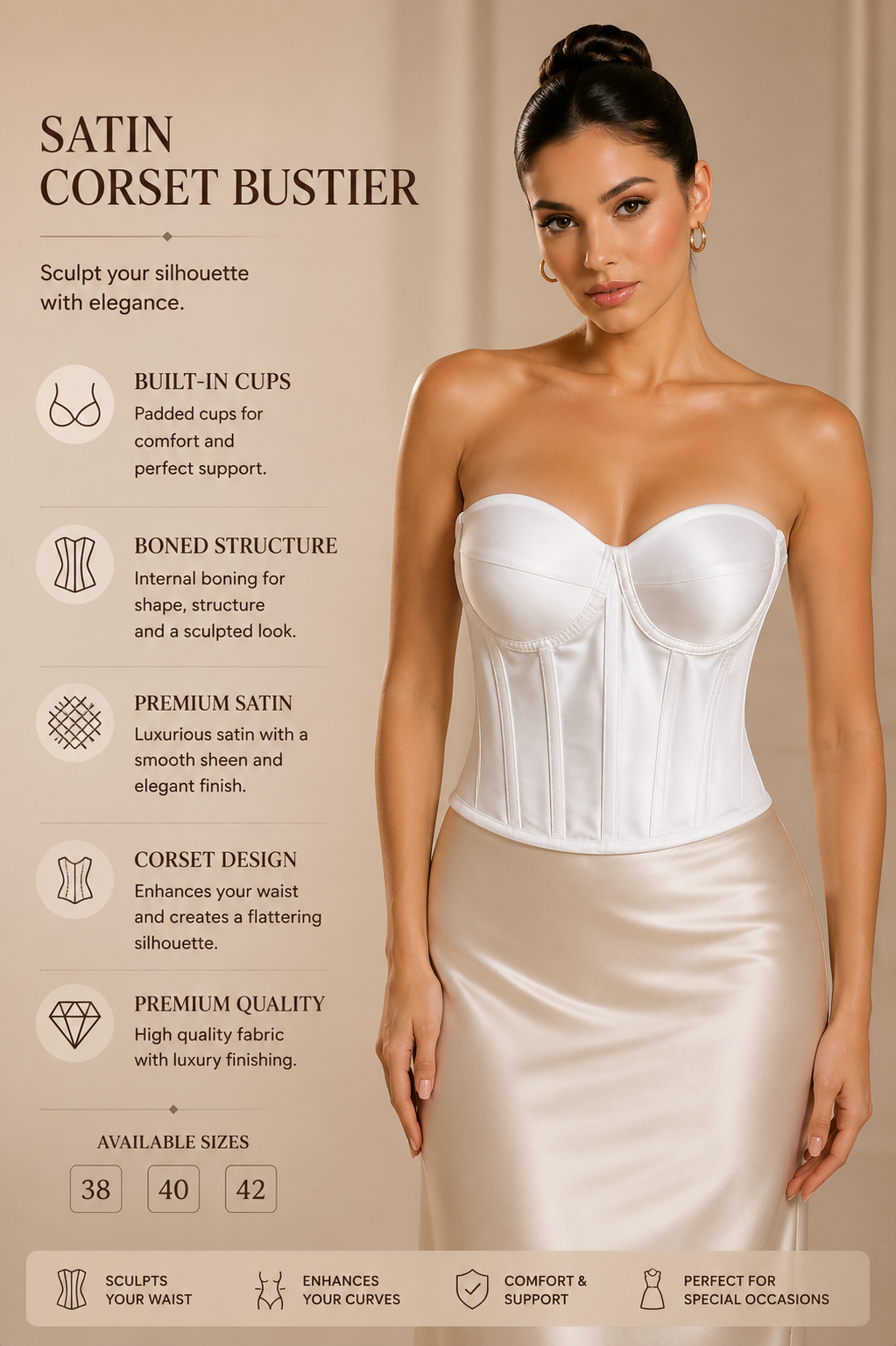 White Padded Satin Corset
