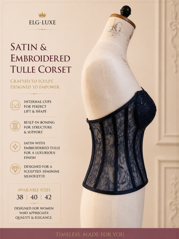 C287A678-49B7-46B8-A40E-03A6F3C5B92C Satin & Embroidered Tulle Corset dark blue