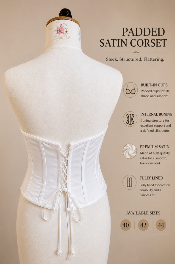 White Padded Satin Corset
