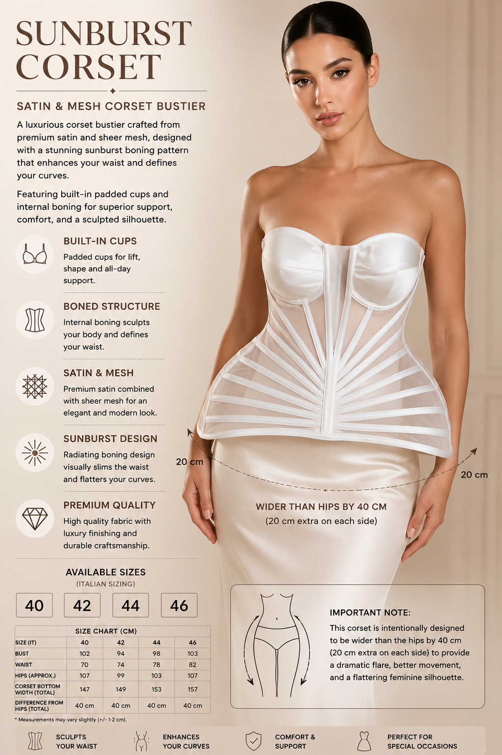 Sunburst Satin & Mesh Corset Bustier