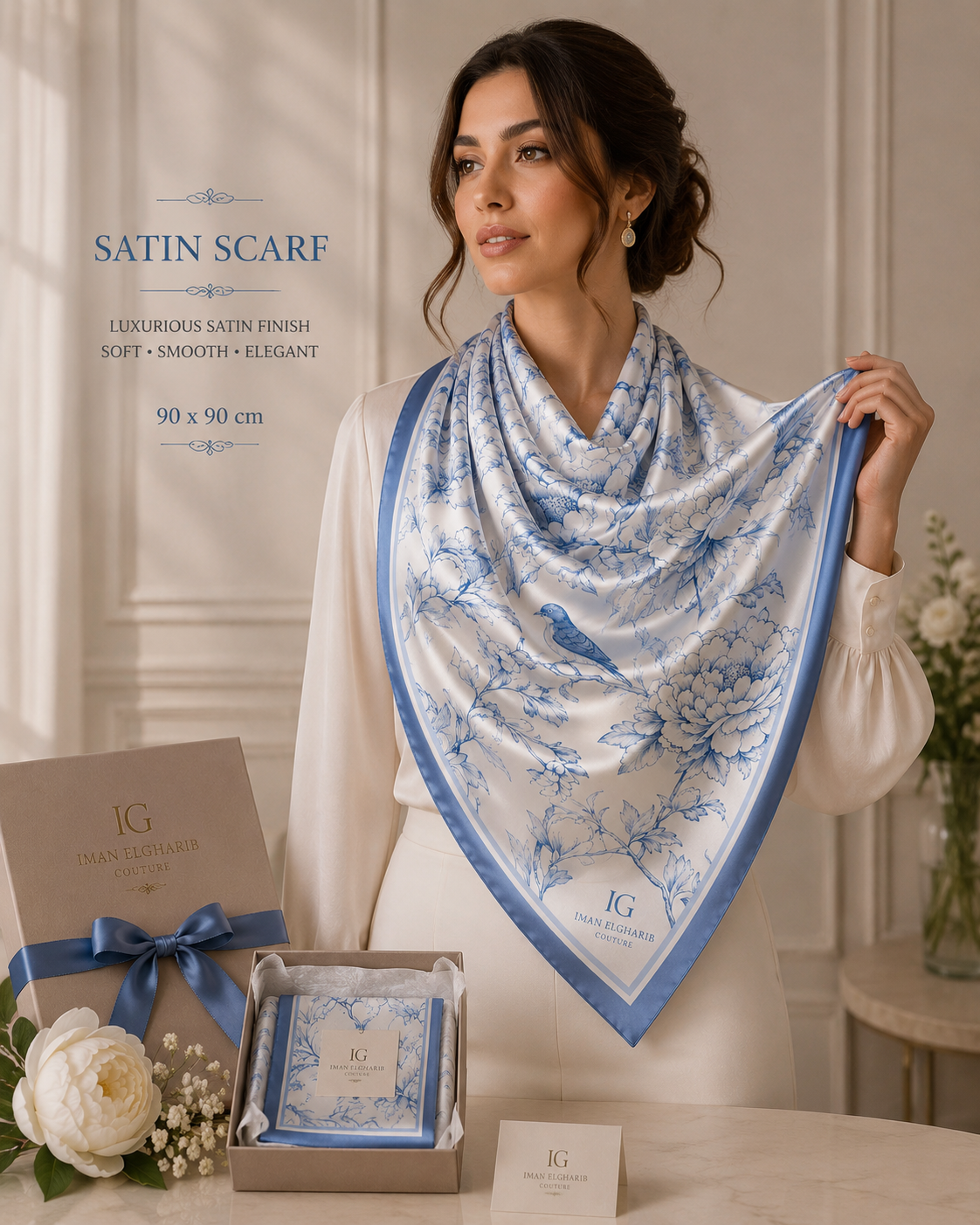 Luxury Satin Scarf & Cotton Gauze Scarf